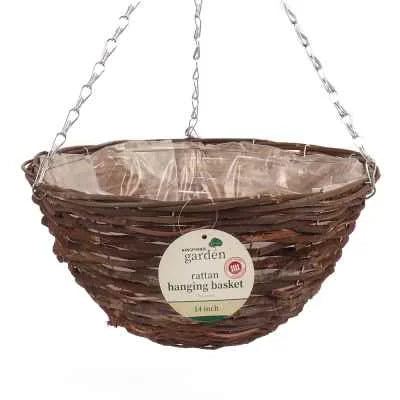 KF Dark Rattan Hanging Basket 14inch 1s