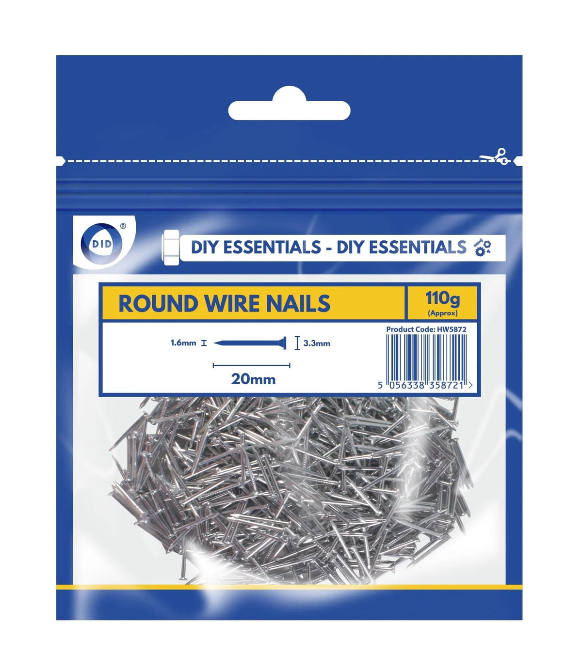 DID 20mm Round Wire Nails 110g