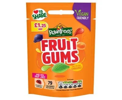 Rowntrees Fruit Gums Bags Vegan 1.25 10 x 120g