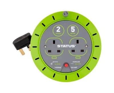 Status 5m 2Socket 13A TC Cable Reel 1s