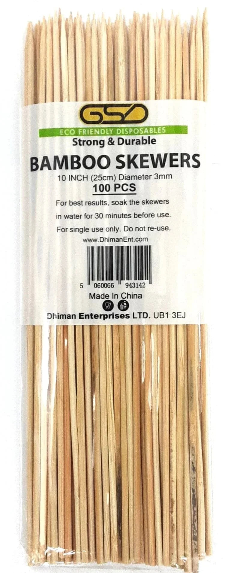GSD Bamboo Skewers 10inch 100pcs
