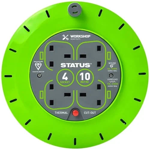 Status 10m 4Socket 13A TC Cable Reel Single
