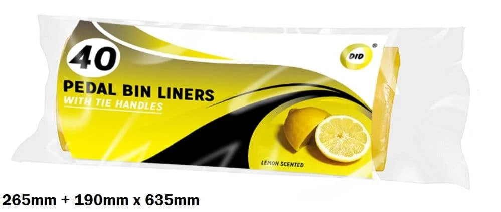 DID Pedal Bin Liners With Tie Handles- Lemon 6 x 40s