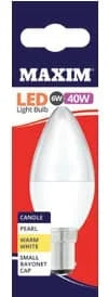 Maxim 6W=40W LED Candle SBC WW PL SW 10s