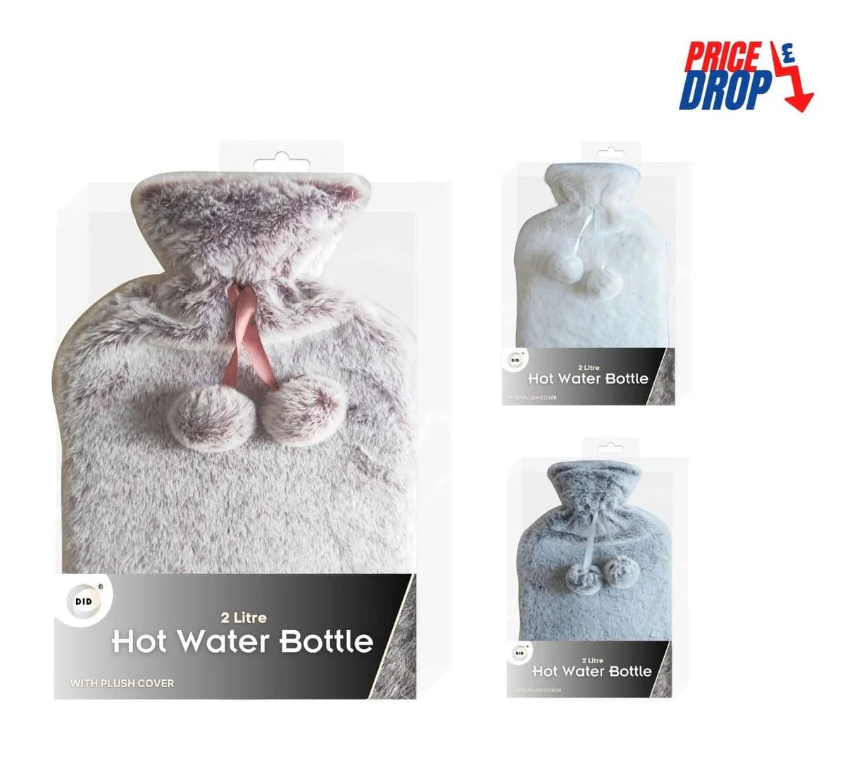 Dina Hot Water Bottle & Delux Plush Cover 2ltr