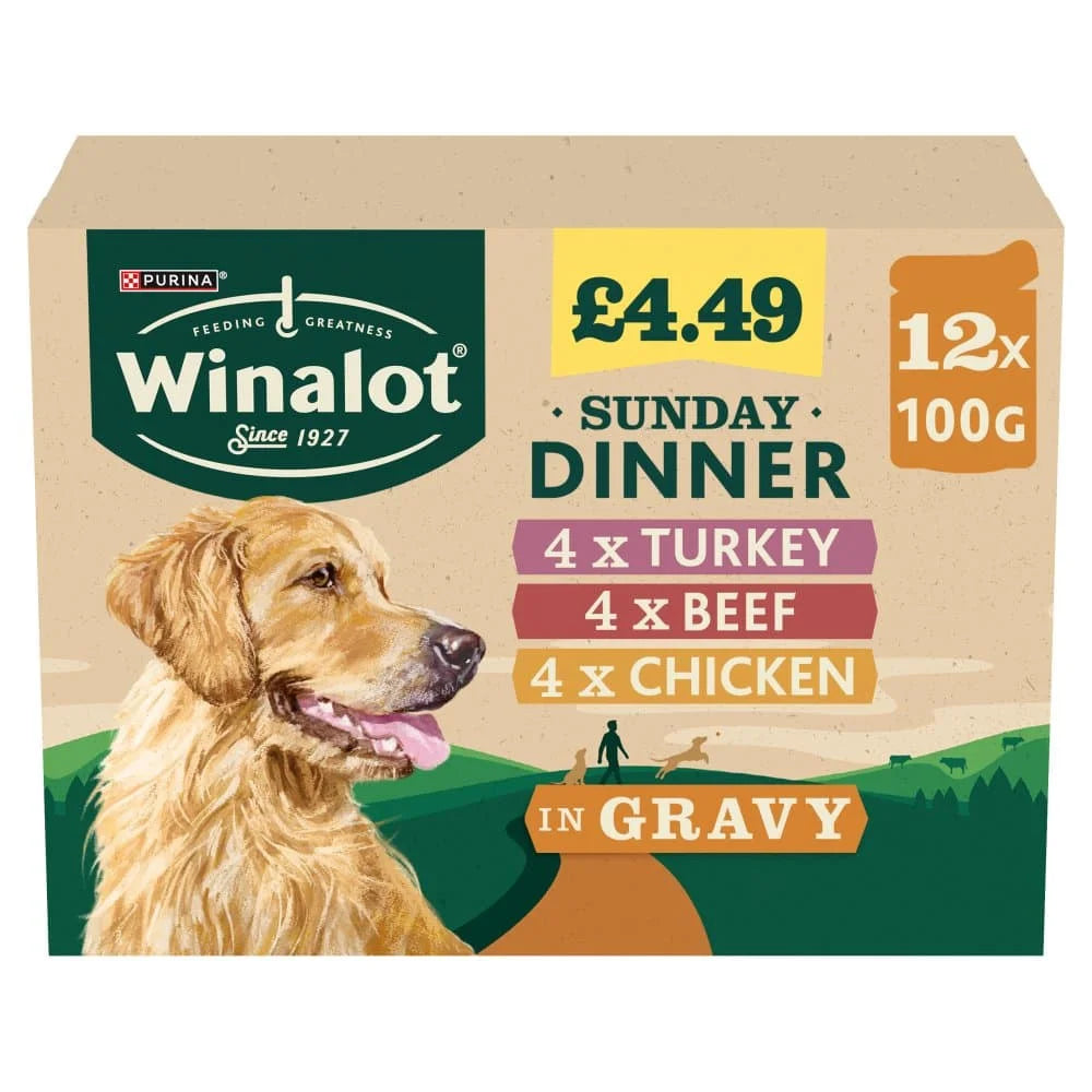Winalot Dog Sunday Dinner In Gravy 4 x 12x100g