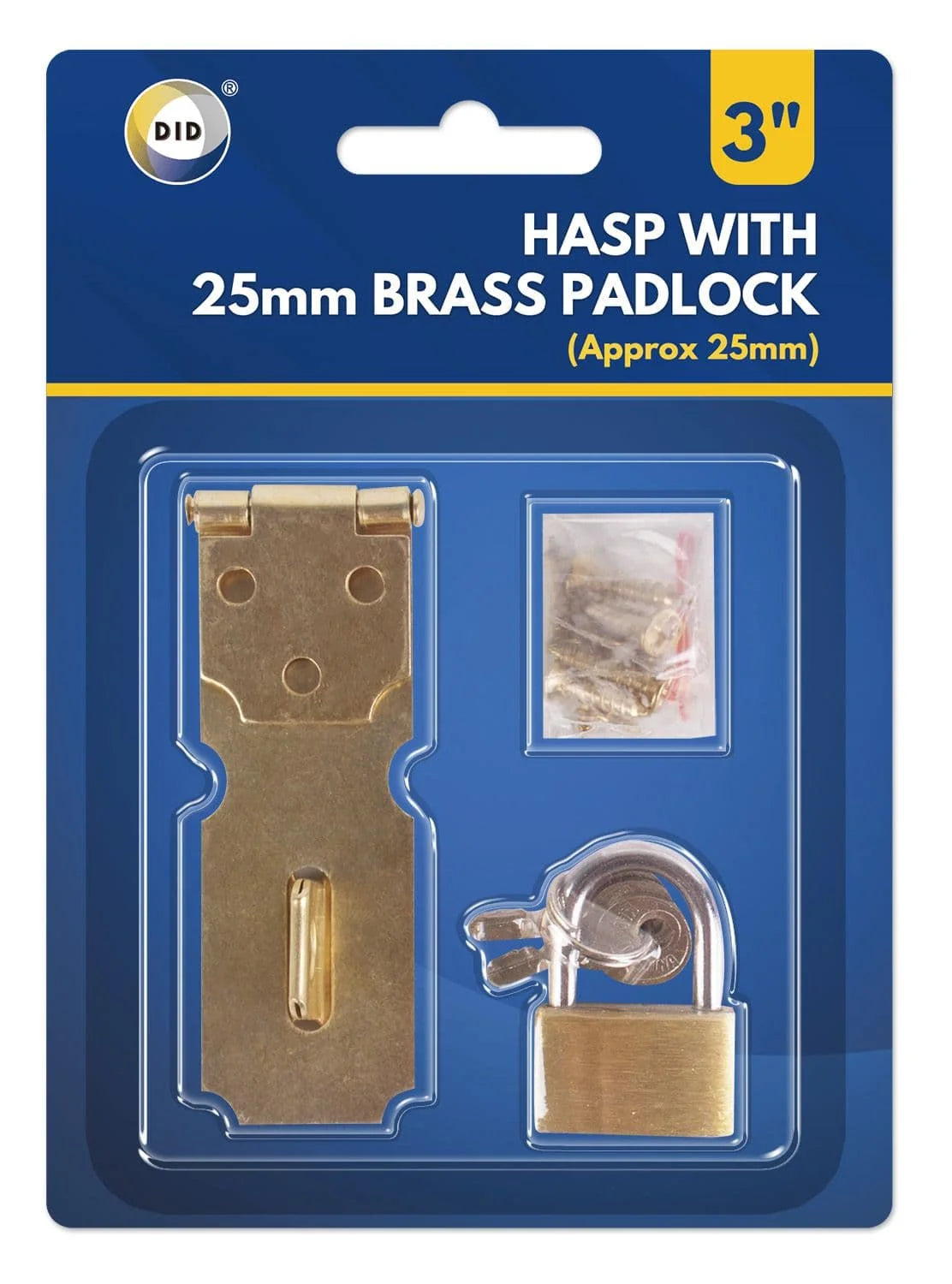 DID Hasp With Brass Padlock 25mm 25mm