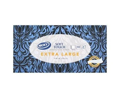 Nicky Soft Touch Twin Pk Facial Tissues Ex Large 8 x 100sheets