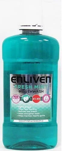 Enliven Mouthwash Fresh Mint 8 x 500ml