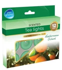 Pan Aroma Tea Light Candles - Mediterranean Orchar 12pk