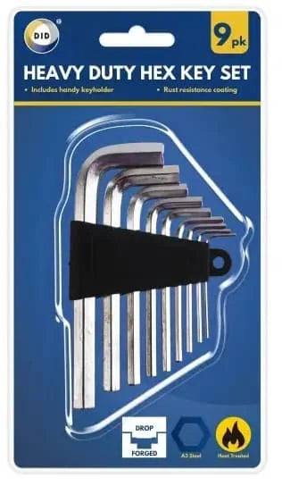 DID Heavy Duty Hex Key Set 9pk 1s
