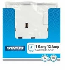 Status 1 Gang 13A Switched Wall Socket 1s