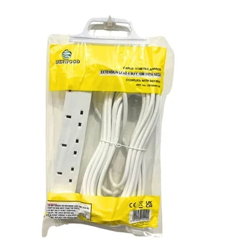 DEW 4Way 10M Extension Lead with Neon 10m