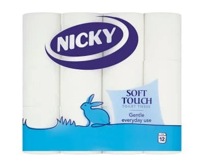 Nicky 2ply Soft Touch Toilet Rolls White 5 x 12s