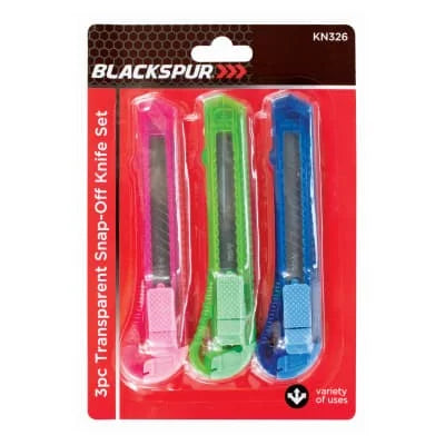 Blackspur Transparent Snap Off Knife Set 3s