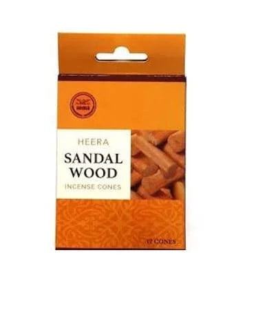 Heera Incense Cones - Sandalwood 12 x 12s