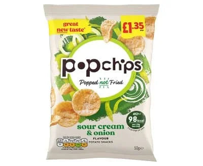 Popchips Sour Cream & Onion Crisps 16 x 50g