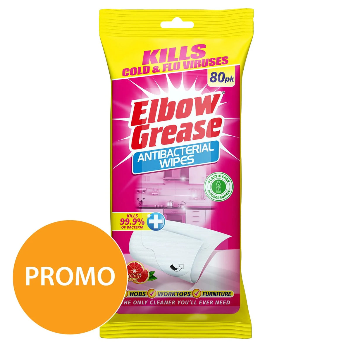 Elbow Grease Pink Blush Wipes 80pk