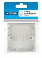 Status 1Gang Pattress Box 35mm Single