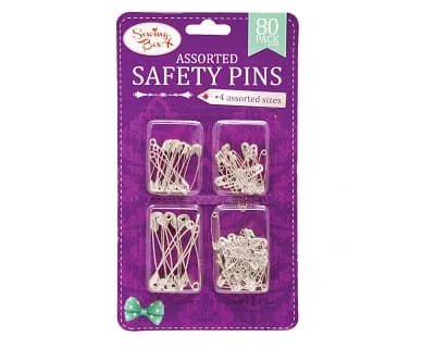 151 Saftey Pins 4 Assorted Sizes - Silver Single