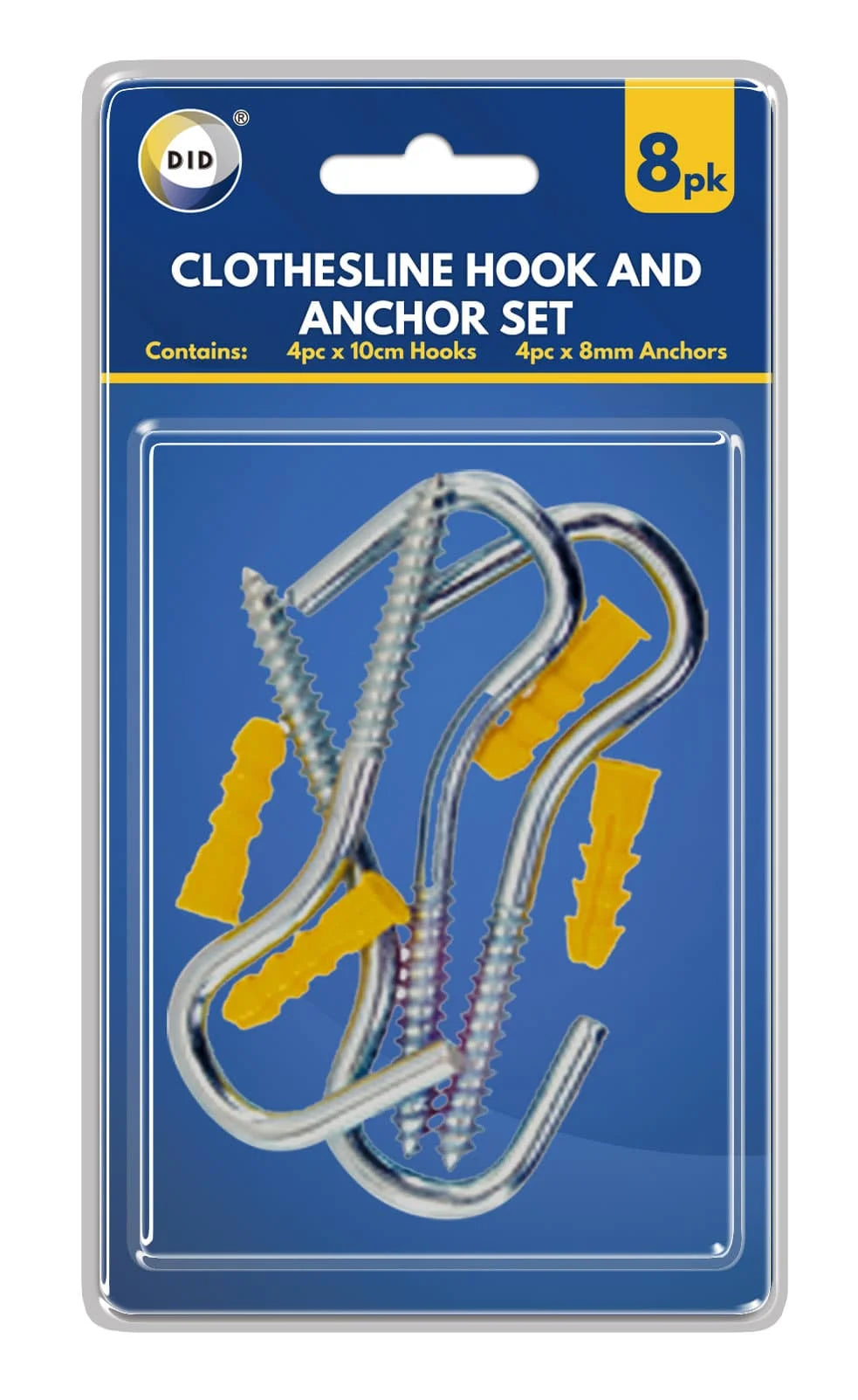 DID Clothesline Hooks & Anchor Set 8pcs