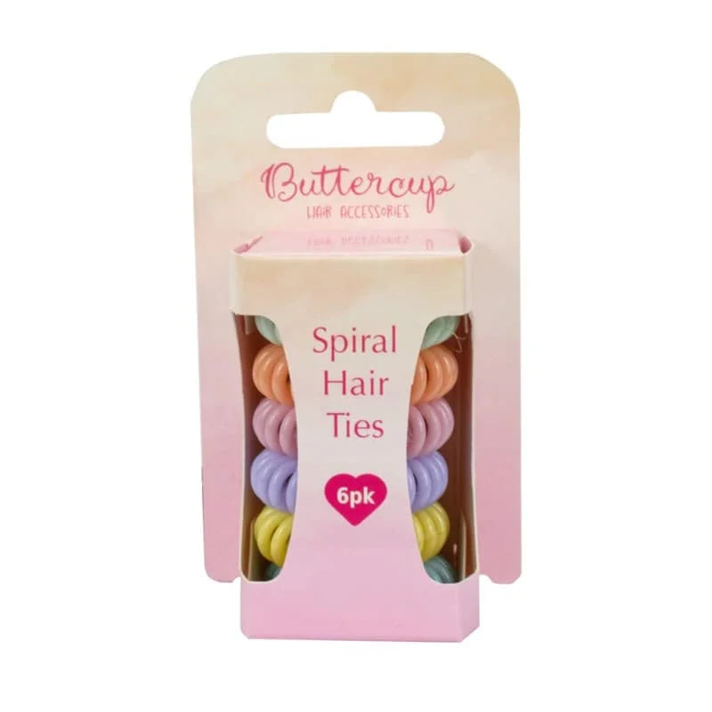 Buttercup Small Coloured Spiral Hair Ties 6pk