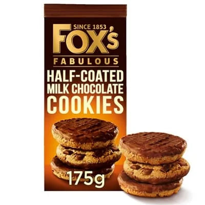Foxs Milk Chocolate Cookie Half Coated 8 x 175g