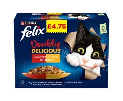 Felix Doubly Delicious Meat Selection Cat Food 4 x 4x85g