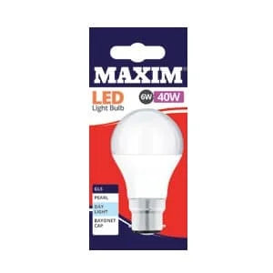 Maxim LED 5w Glass Bulb BC DL 40w 10s