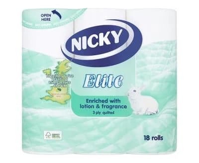 Nicky Elite White Toilet Rolls 2 x 18s