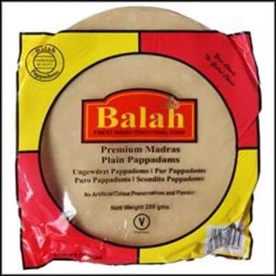 Balah Madras Plain Pappadoms 60 x 200g
