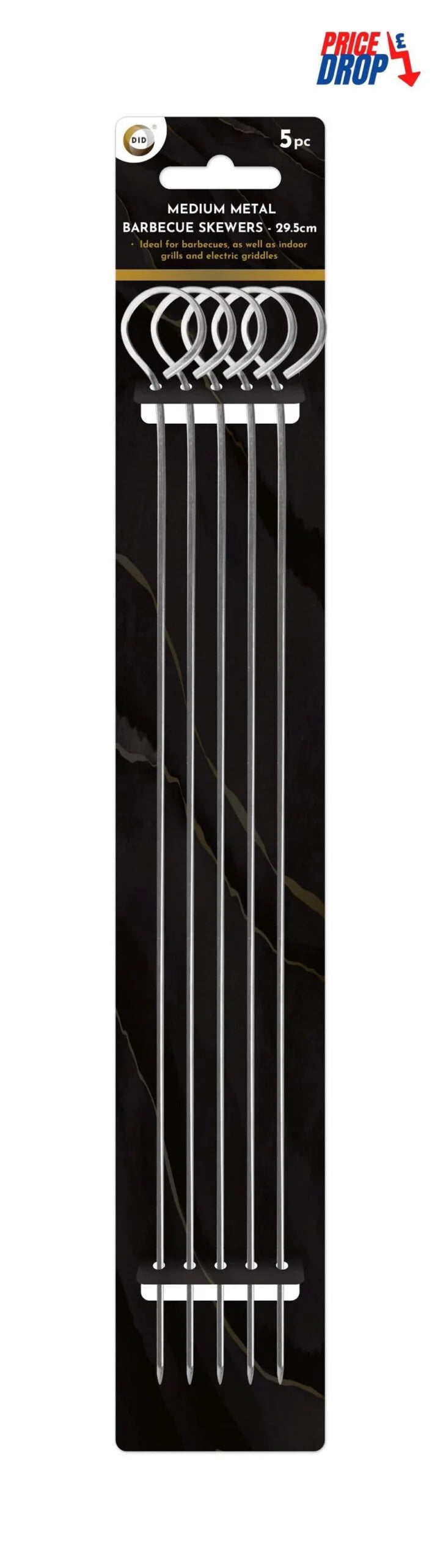 Dina Medium Metal BBQ Skewers-29.5cm 5s