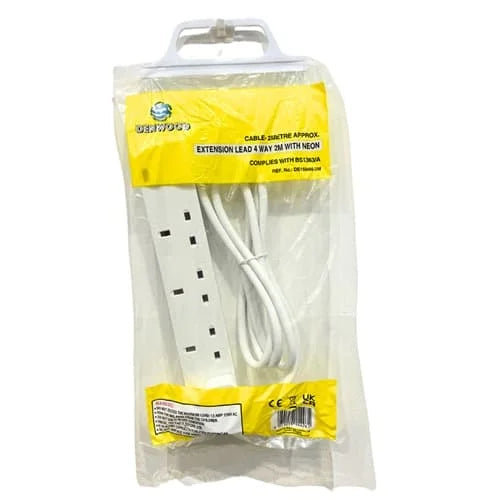 DEW 4Way 2M Extension Lead with Neon 2m