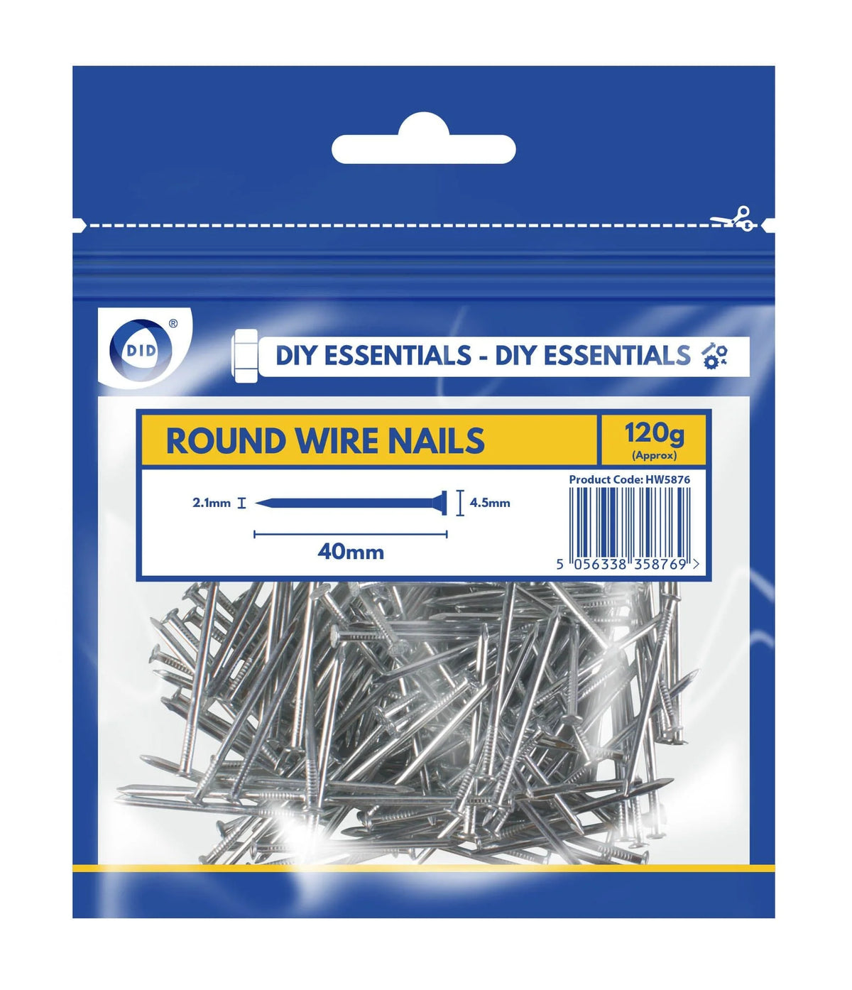 DID 40mm Round Wire Nails 120g