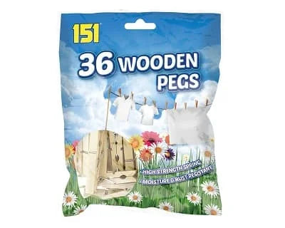 151 Wooden Clothes Pegs 36s