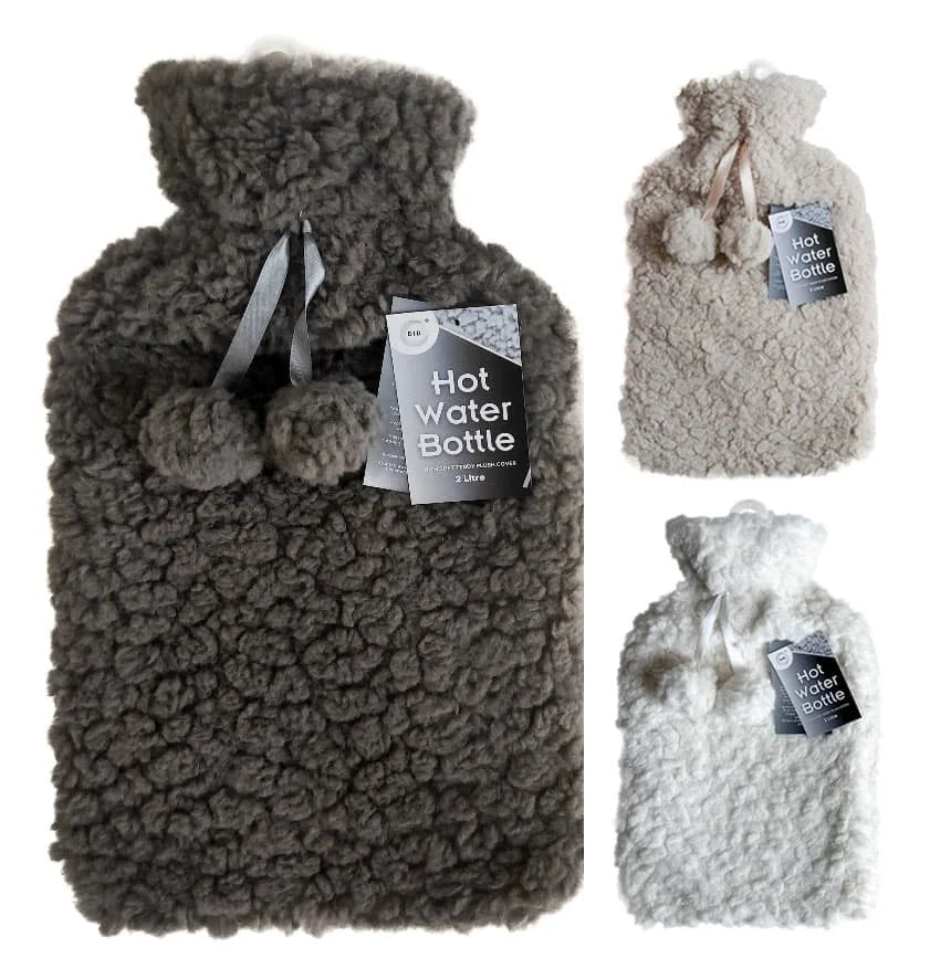 Dina 2ltr Hot Water Bottle & Teddy Plush Cover
