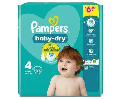 Pampers Baby Dry Nappy S4 4 x 25s