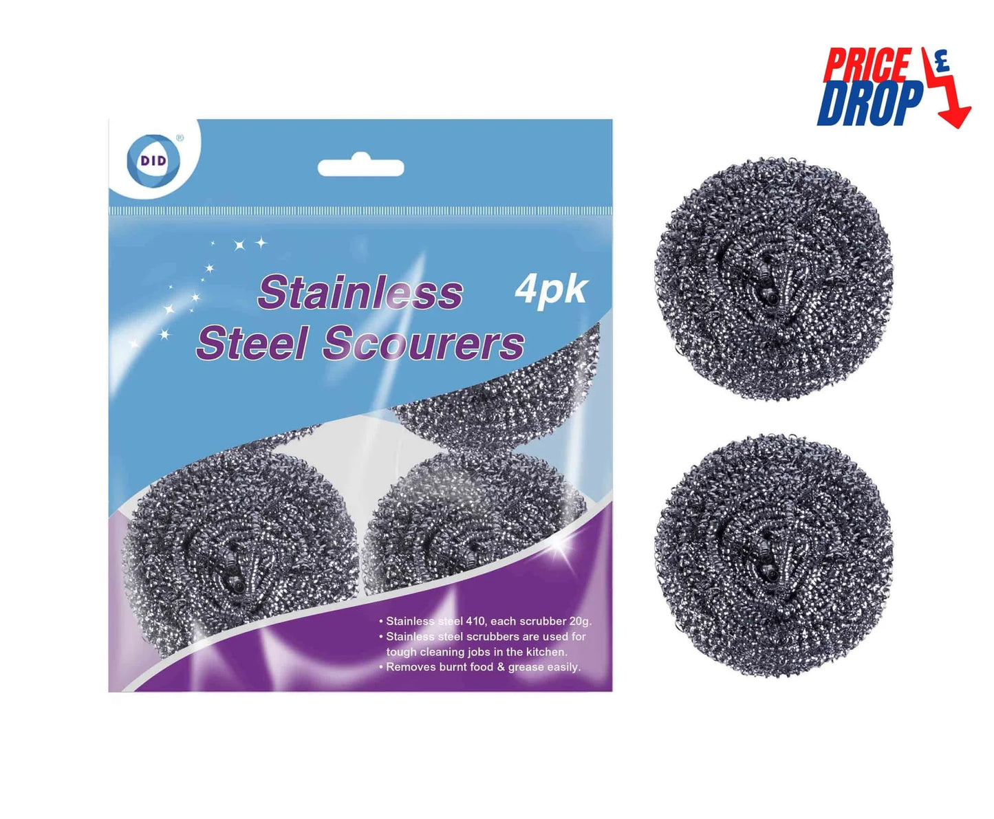 DID 4Pk Metallic Scouring Pads 4s