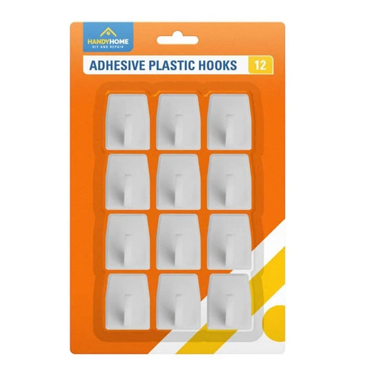 Handy Home Adhesive Plastic Hooks 12pk 1s