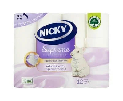 Nicky Supreme Toilet Roll 3Ply White 5 x 12s