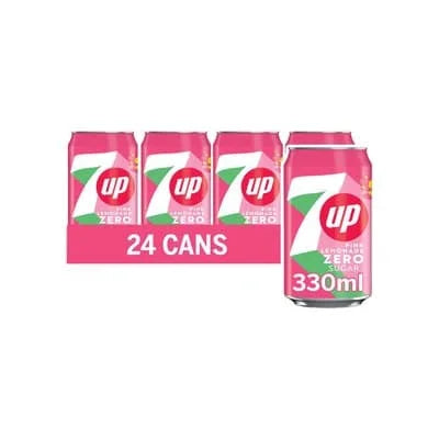 7UP Zero Sugar Pink Lemonade Can 24 x 330ml