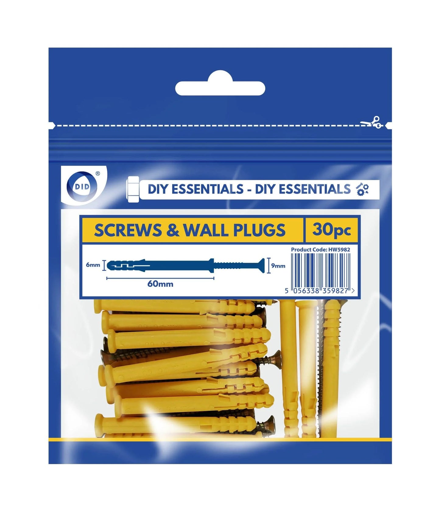 DID Screws & Wall Plugs 60mm 30s
