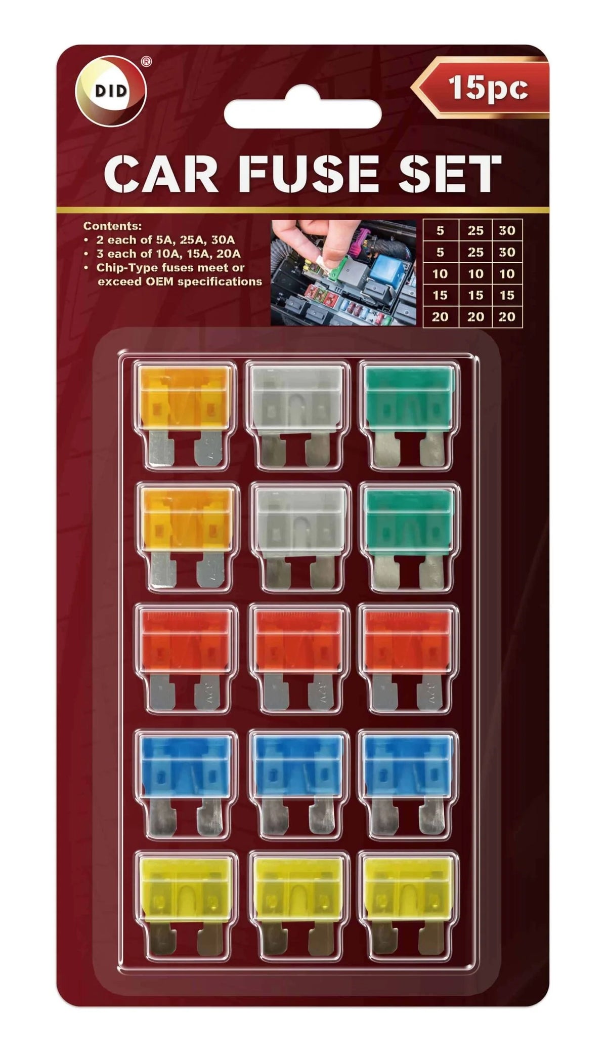 DID Car Fuse Set 15pcs 15s