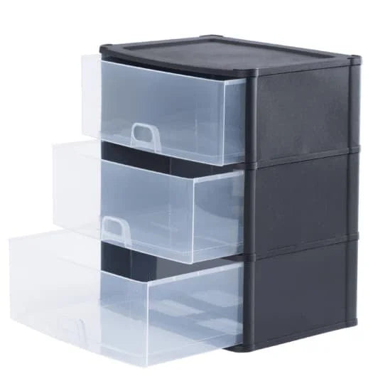 Wham 3 Large Deep Drawers Black/Clear Single