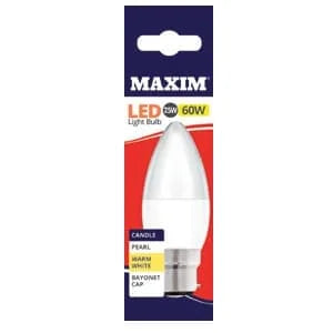 Maxim 7.5W=60W LED Candle BC WW P 10s