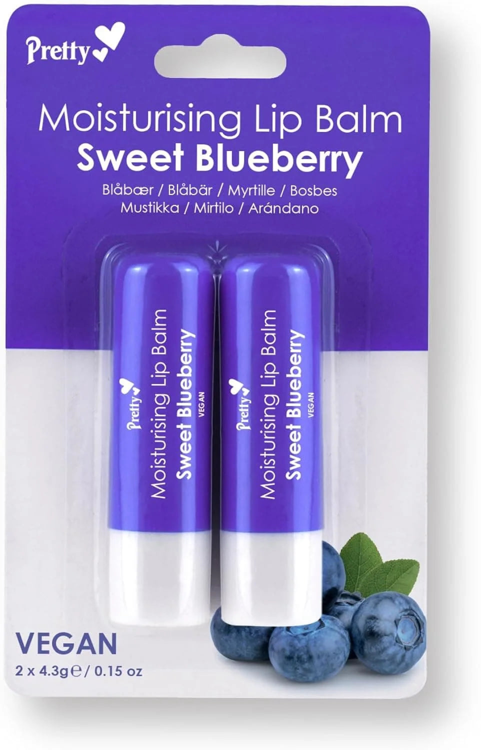 Pretty Moisturising Lip Balm - Sweet Blueberry 12 x 2s