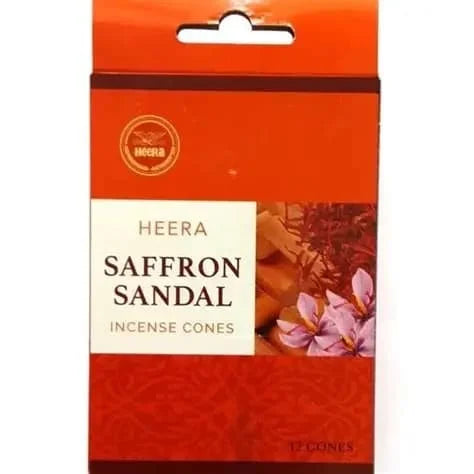 Heera Incense Cones - Saffron Sandal 12 x 12s