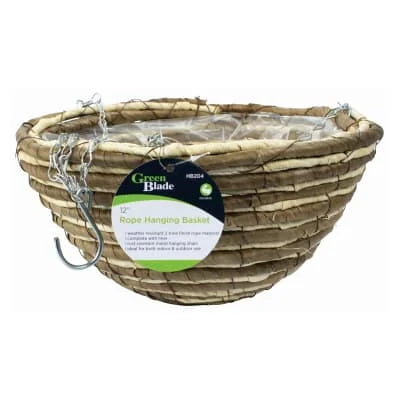 Green Blade12" Rope Hanging Basket 1s