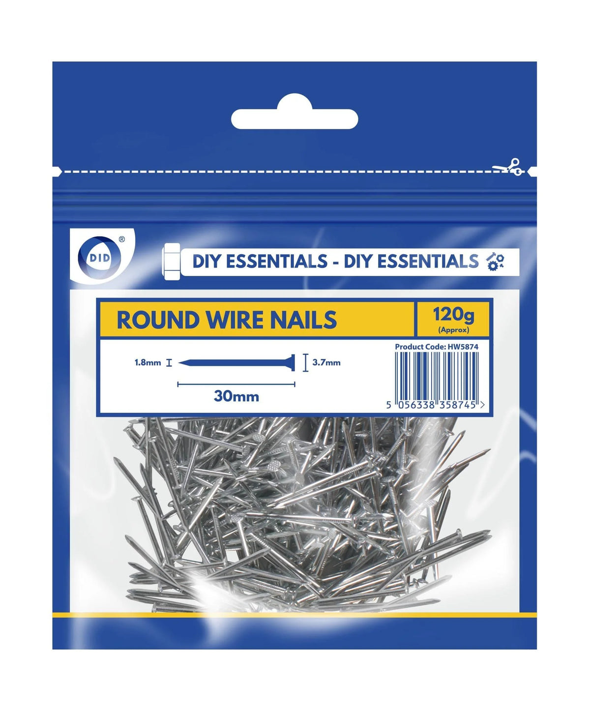DID 30mm Round Wire Nails 120g