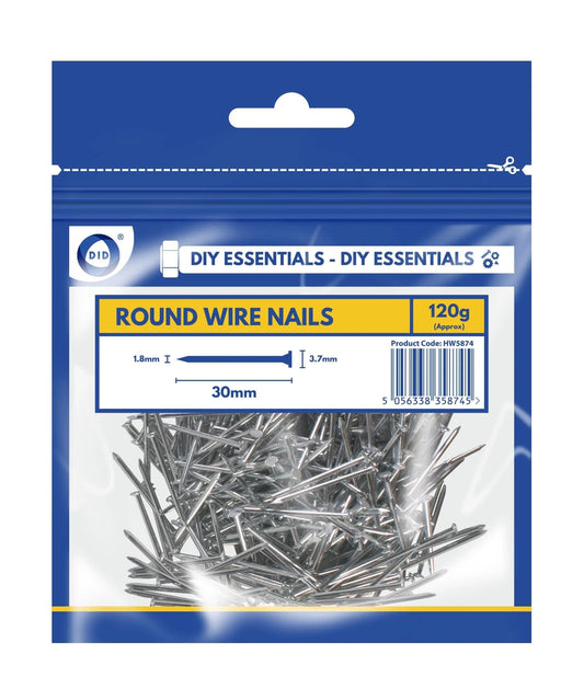 DID 30mm Round Wire Nails 120g